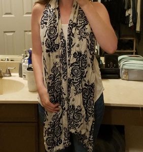 Navy and Cream Paisley Scarf